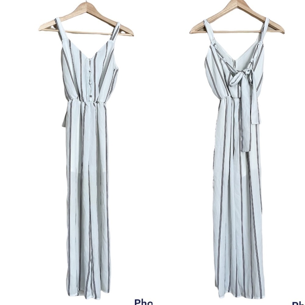 Sienna sky white striped boho pantsuit jumpsuit